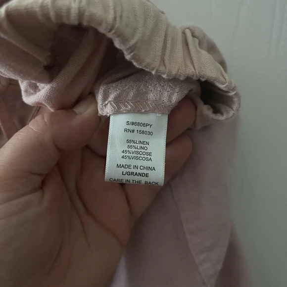Love Tree pink linen blend pants size Large Beachy boho transitional pant - Picture 6 of 6